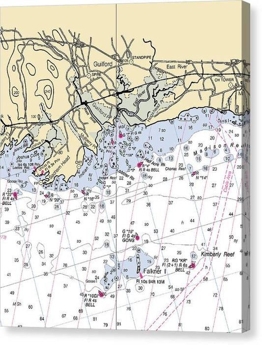 Guilford-Connecticut Nautical Chart Canvas Print