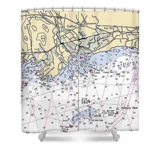 Guilford Connecticut Nautical Chart Shower Curtain