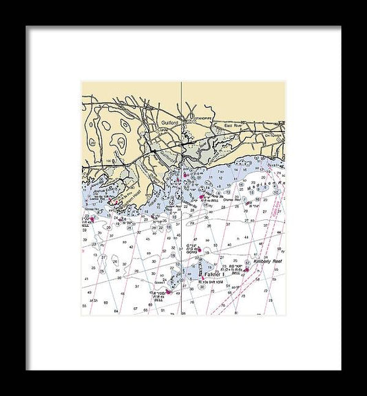Guilford-connecticut Nautical Chart - Framed Print