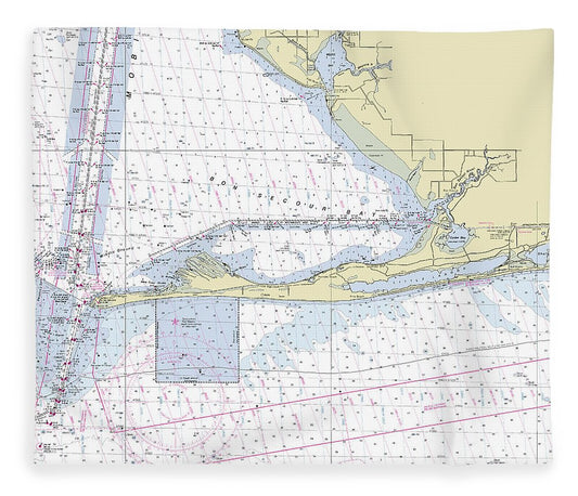 Gulf Shores Alabama Nautical Chart Blanket