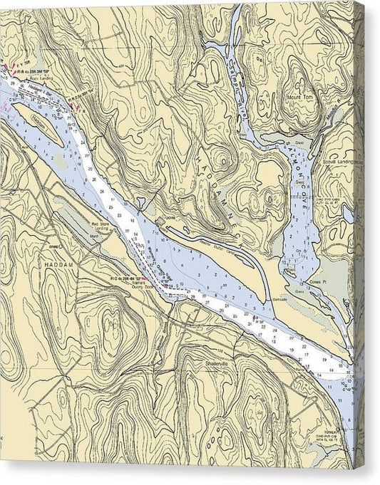 Haddam-Connecticut Nautical Chart Canvas Print