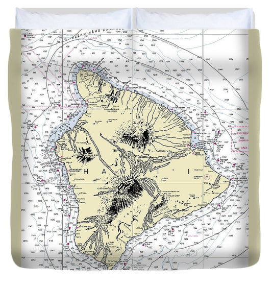 Hawaii The Big Island Nautical Chart Duvet Cover