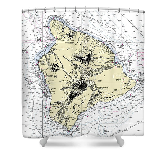 Hawaii The Big Island Nautical Chart Shower Curtain