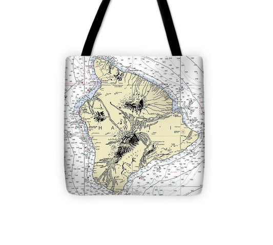 Hawaii The Big Island Nautical Chart Tote Bag