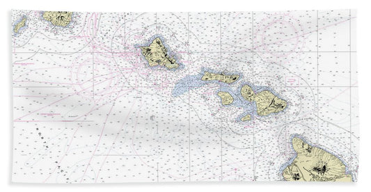 Hawaiian Islands Nautical Chart - Beach Towel