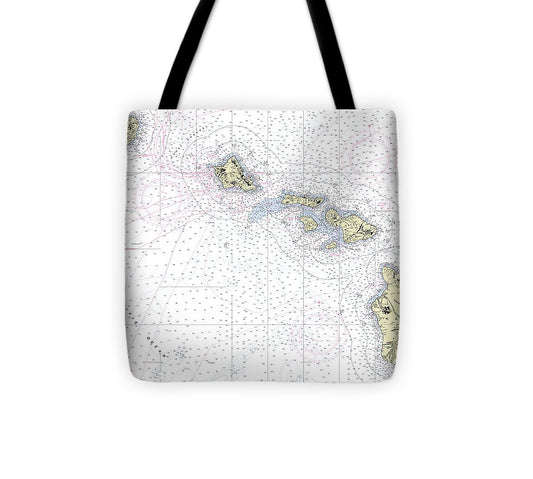 Hawaiian Islands Nautical Chart Tote Bag