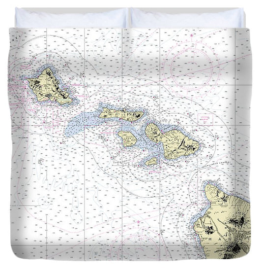 Hawaiian Islands Nautical Chart Duvet Cover