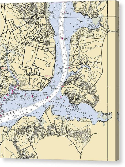 Hedge Neck-Maryland Nautical Chart Canvas Print