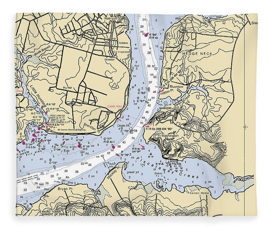 Hedge Neck Maryland Nautical Chart Blanket