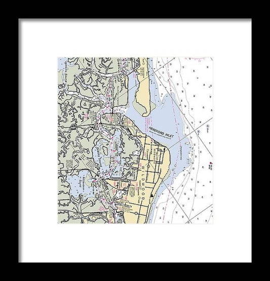 A beuatiful Framed Print of the Hereford Inlet -New Jersey Nautical Chart _V2 by SeaKoast