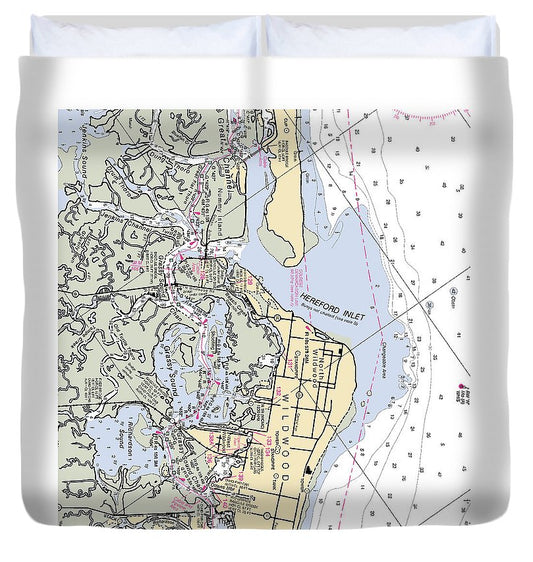 Hereford Inlet  New Jersey Nautical Chart _V2 Duvet Cover