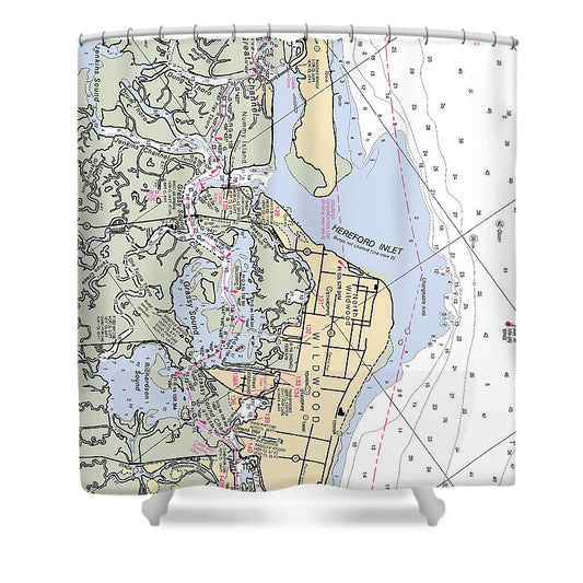 Hereford Inlet  New Jersey Nautical Chart _V2 Shower Curtain