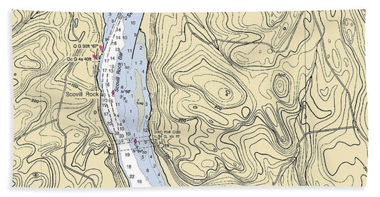 Higganum-connecticut Nautical Chart - Beach Towel