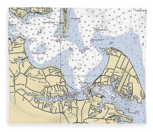 Hills Bay Virginia Nautical Chart Blanket