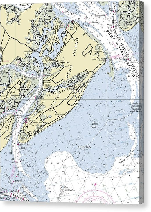 Hilton Head Island South Carolina Nautical Chart Canvas Print