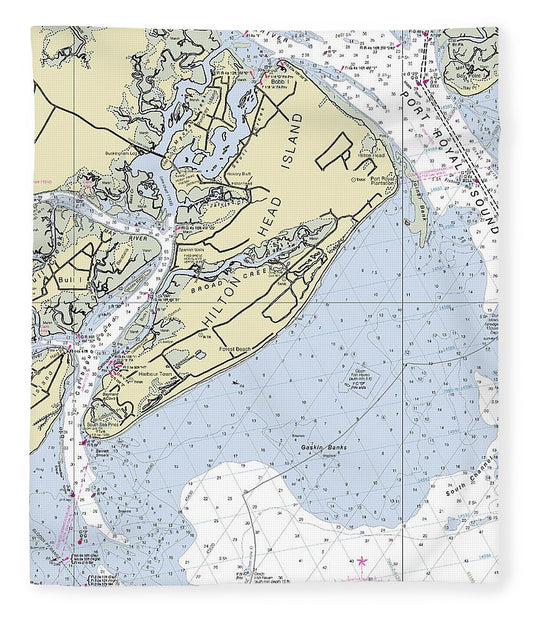 Hilton Head Island South Carolina Nautical Chart Blanket