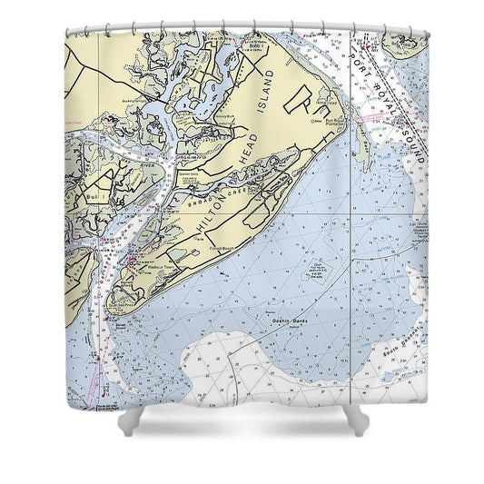 Hilton Head Island South Carolina Nautical Chart Shower Curtain
