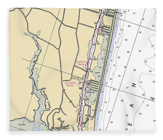 Holden Beach North Carolina Nautical Chart Blanket