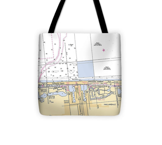 Hollywood  Florida Nautical Chart _V6 Tote Bag