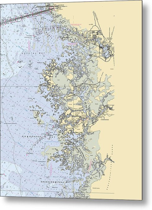 A beuatiful Metal Print of the Homosassa-Springs -Florida Nautical Chart _V6 - Metal Print by SeaKoast.  100% Guarenteed!