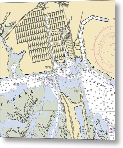 A beuatiful Metal Print of the Howard Beach-New York Nautical Chart - Metal Print by SeaKoast.  100% Guarenteed!