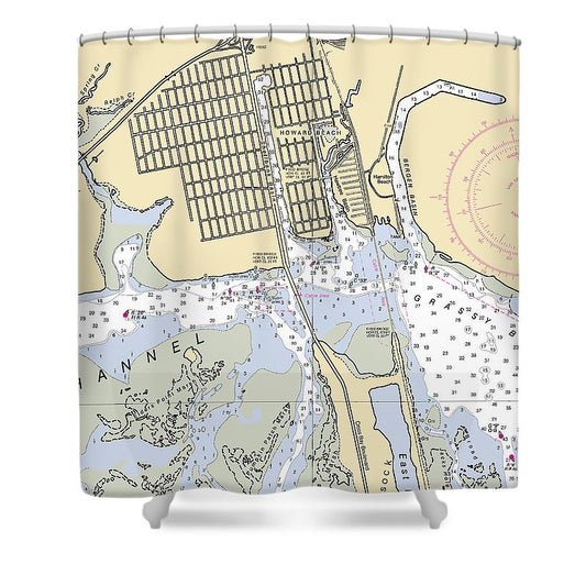 Howard Beach New York Nautical Chart Shower Curtain