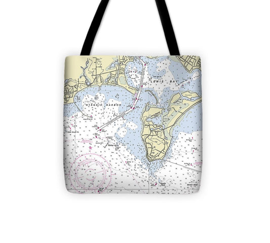 Hyannis Massachusetts Nautical Chart Tote Bag