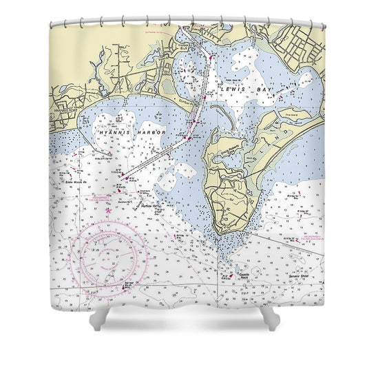 Hyannis Massachusetts Nautical Chart Shower Curtain