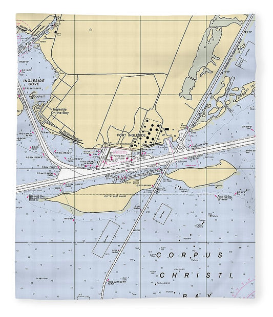 Ingleside Texas Nautical Chart Blanket