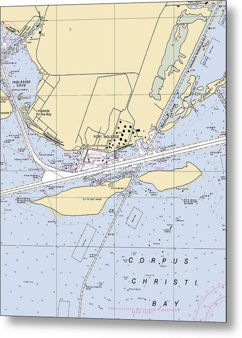 A beuatiful Metal Print of the Ingleside-Texas Nautical Chart - Metal Print by SeaKoast.  100% Guarenteed!