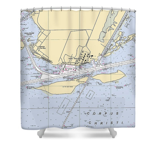 Ingleside Texas Nautical Chart Shower Curtain