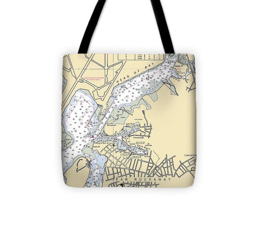 Inwood New York Nautical Chart Tote Bag