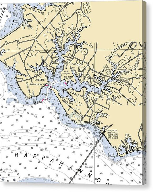 Irvington-Virginia Nautical Chart Canvas Print