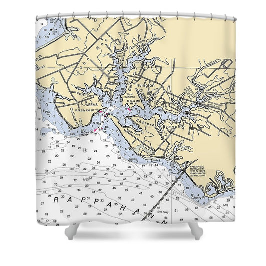Irvington Virginia Nautical Chart Shower Curtain