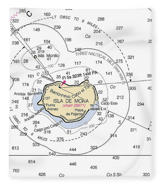 Isla De Mona Puerto Rico Nautical Chart Blanket