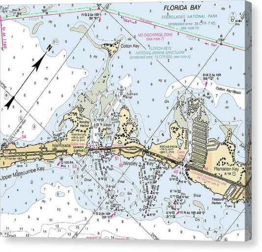 Islamorada -Florida Nautical Chart _V2 Canvas Print