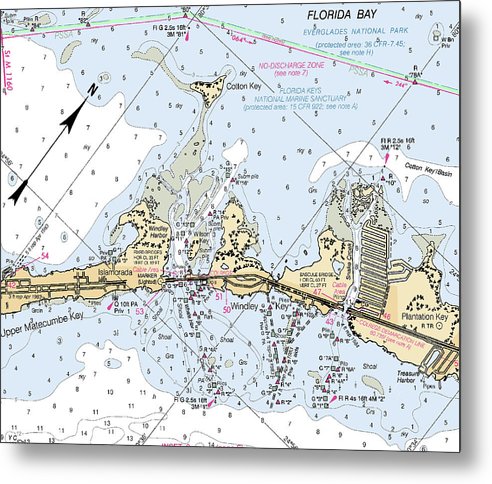 A beuatiful Metal Print of the Islamorada -Florida Nautical Chart _V2 - Metal Print by SeaKoast.  100% Guarenteed!