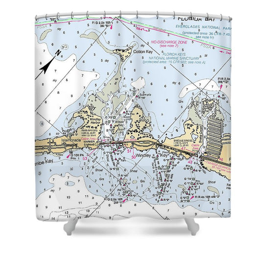 Islamorada  Florida Nautical Chart _V2 Shower Curtain