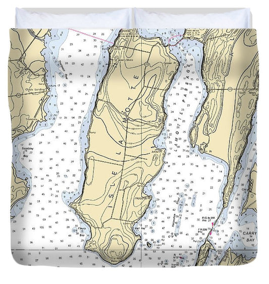 Isle La Motte Lake Champlain  Nautical Chart Duvet Cover