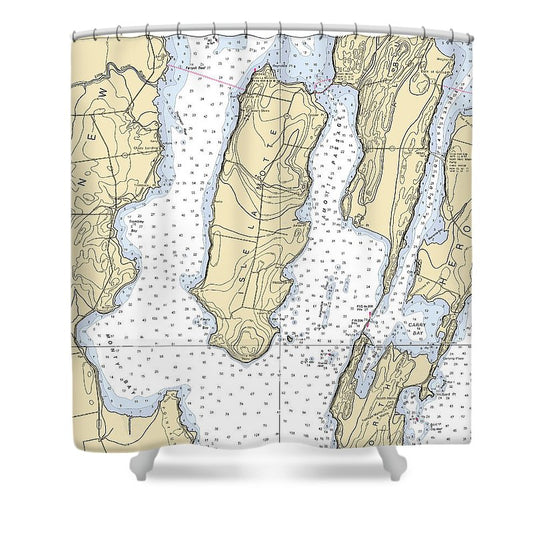 Isle La Motte Lake Champlain  Nautical Chart Shower Curtain