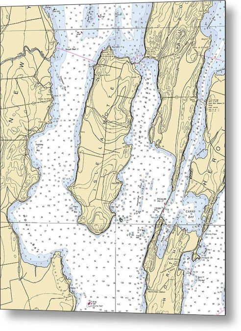 A beuatiful Metal Print of the Isle La Motte-Lake Champlain  Nautical Chart - Metal Print by SeaKoast.  100% Guarenteed!