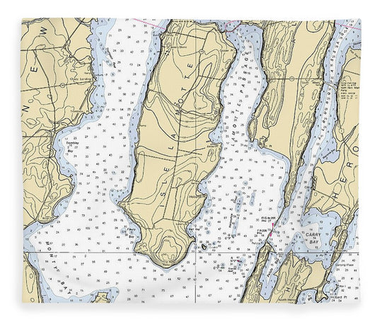 Isle La Motte Lake Champlain  Nautical Chart Blanket