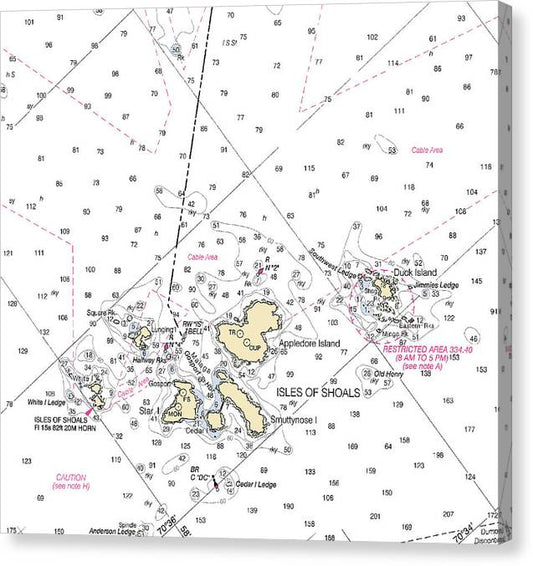 Isle Of Shoals-Maine Nautical Chart Canvas Print