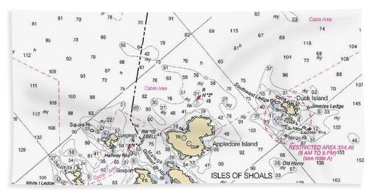 Isle Of Shoals-maine Nautical Chart - Bath Towel