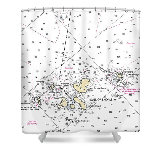Isle Of Shoals Maine Nautical Chart Shower Curtain