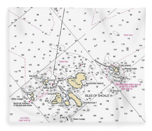Isle Of Shoals Maine Nautical Chart Blanket