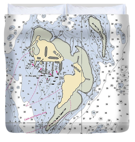 Isleta Marina Puerto Rico Nautical Chart Duvet Cover