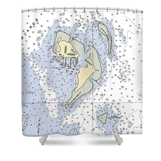Isleta Marina Puerto Rico Nautical Chart Shower Curtain
