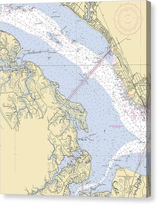 James River-Virginia Nautical Chart Canvas Print