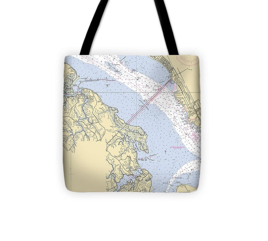 James River Virginia Nautical Chart Tote Bag
